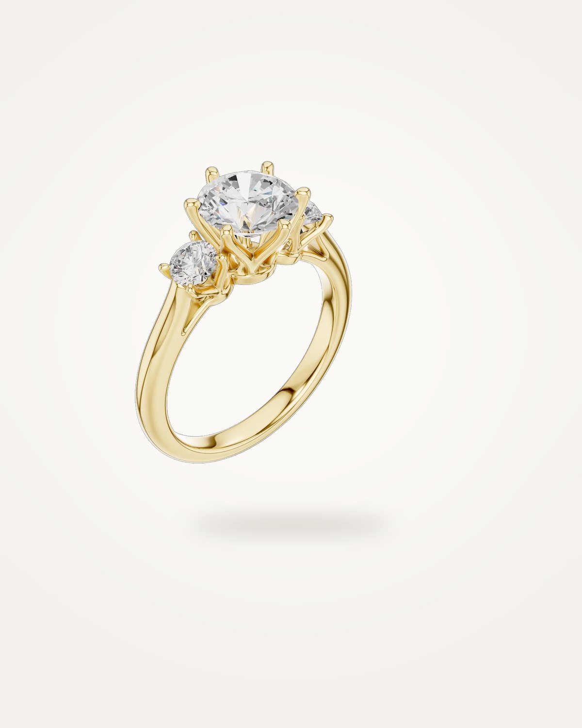 خاتم خطوبة بثلاثة أحجار بقطع مستدير، 1.9 ct