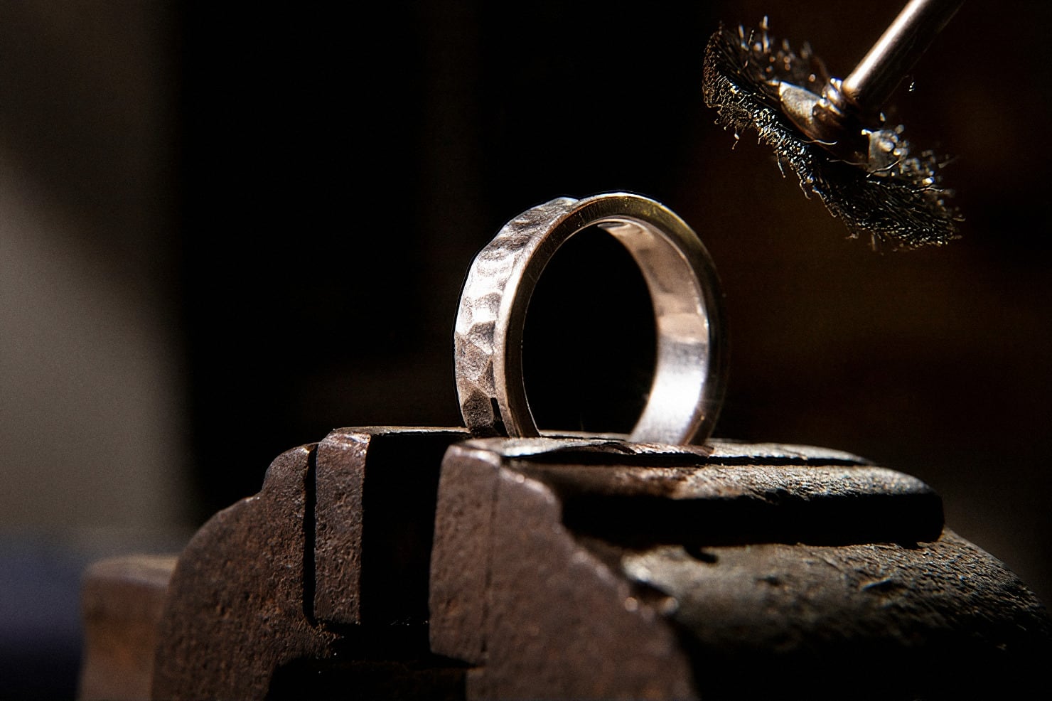 A ring on the jeweller’s bench in our atelier